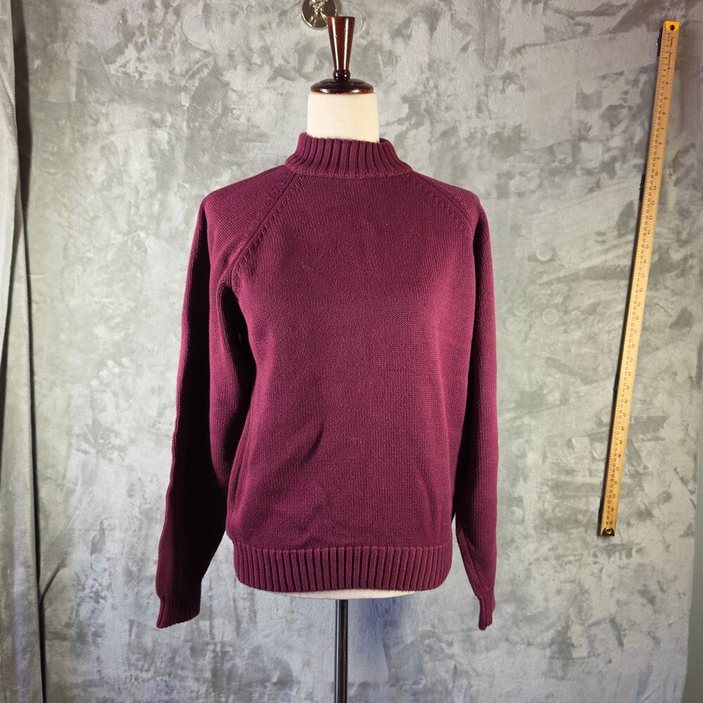Vintage Lands End Drifter Sweater Womens S 6-8 Burgundy Cotton Made USA